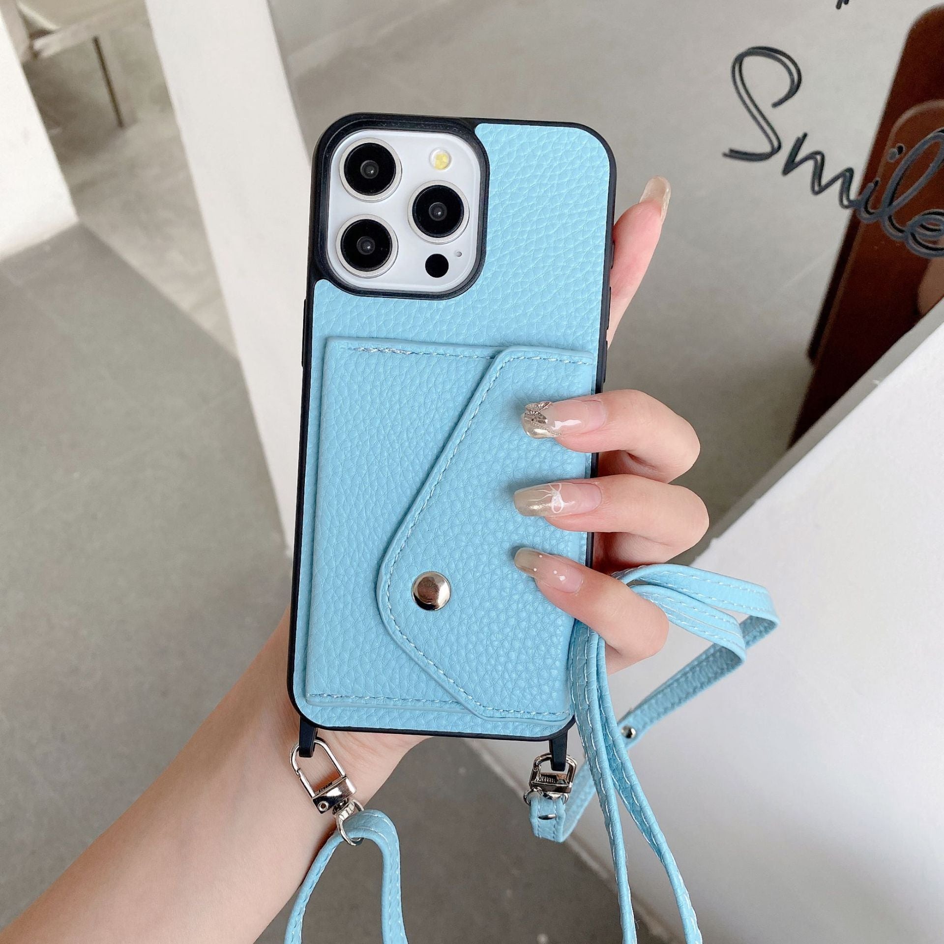 Applicable Phone Case Protective Case 14 Lychee Pattern Crossbody