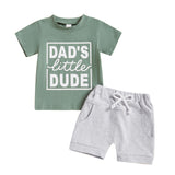 Summer Father's Day Boys' Letter Print Short-sleeve Tops And Shorts Two-piece Set