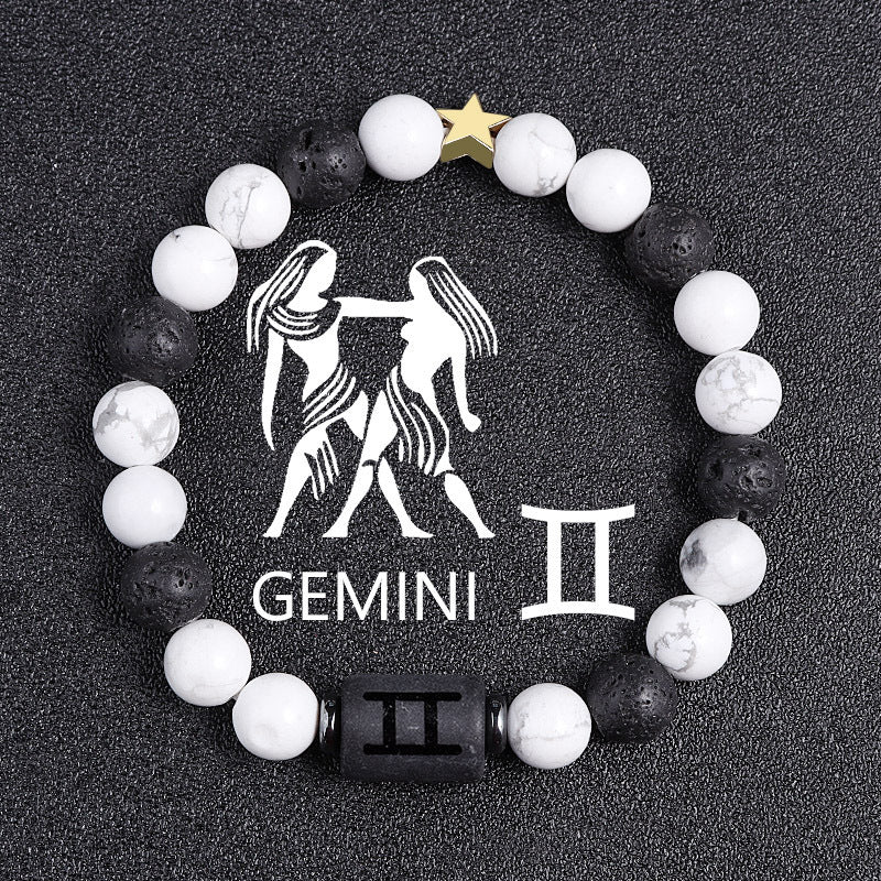White-barked Pine Volcanic Rock String Beads And Round All-match Bracelet Beads