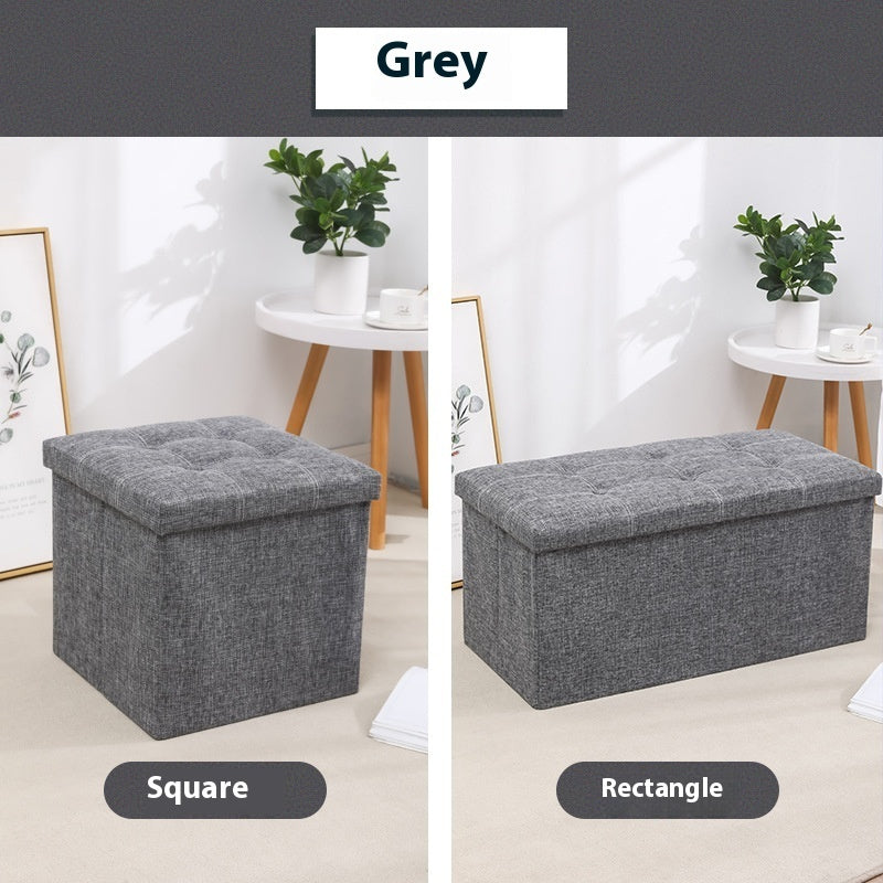 Household Folding Storage Organizer Sofa Shoe Changing Bench Cotton And Linen Storage Stool