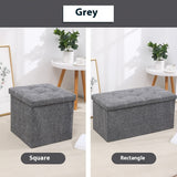 Household Folding Storage Organizer Sofa Shoe Changing Bench Cotton And Linen Storage Stool