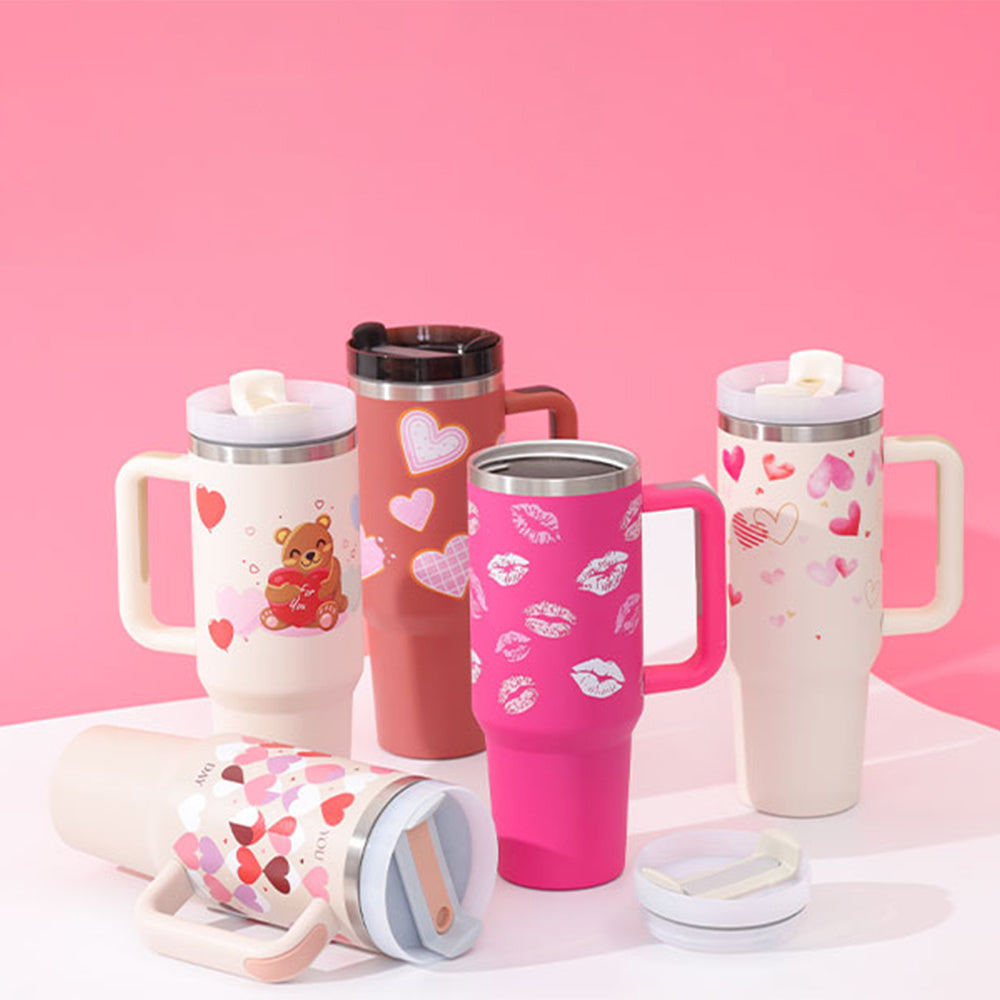 40 Oz Insulated Tumbler With Handle Straw