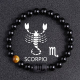 Twelve Constellation Black Glass Tiger-eye Bracelet