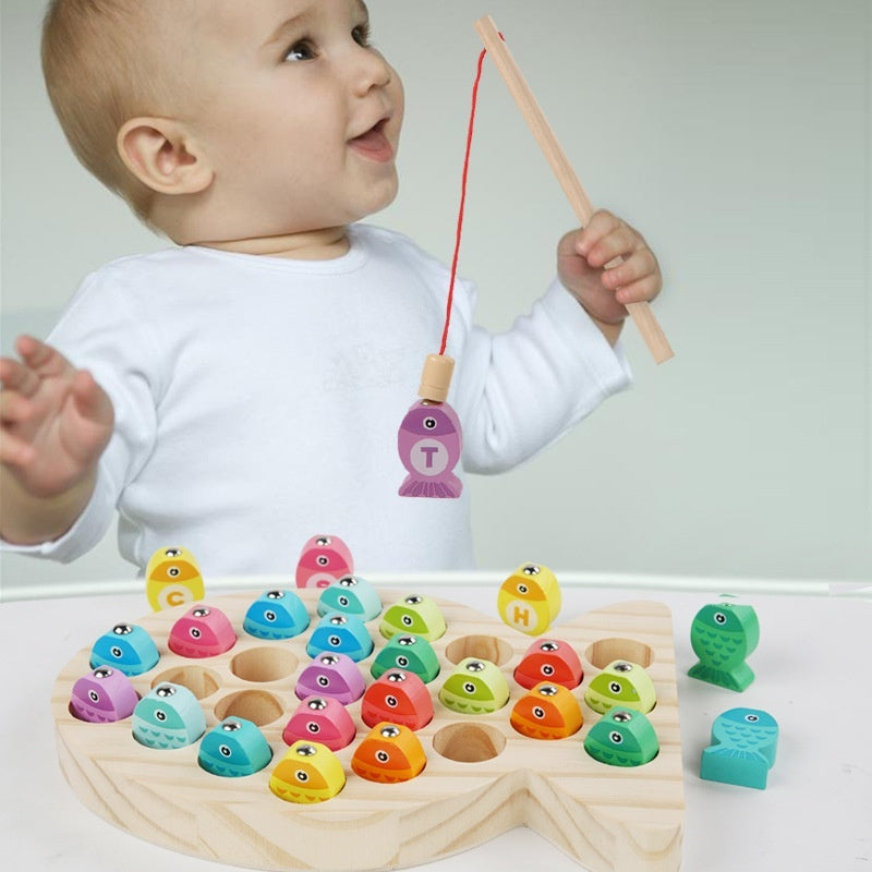 Wooden Children's Magnetic Alphanumeric Fishing Toys
