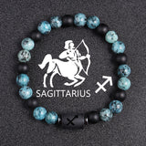 Twelve Constellations Bracelets 8mm Obsidian String Beads Natural Stone