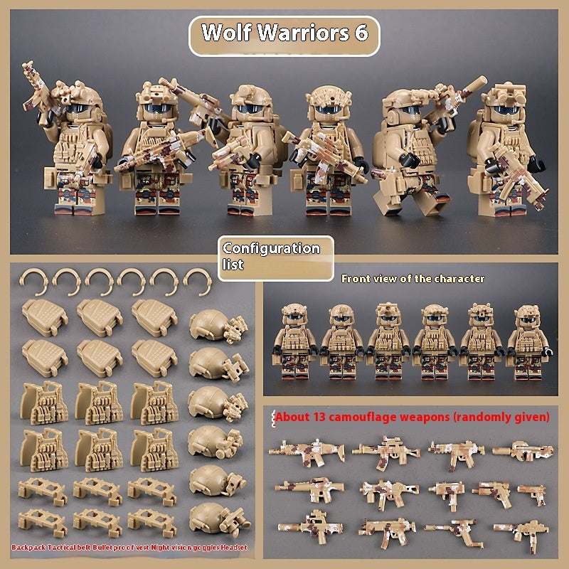 Military Building Blocks Doll Assembled Desert Special Forces