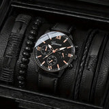 Belt Quartz Watch With Woven Bracelet
