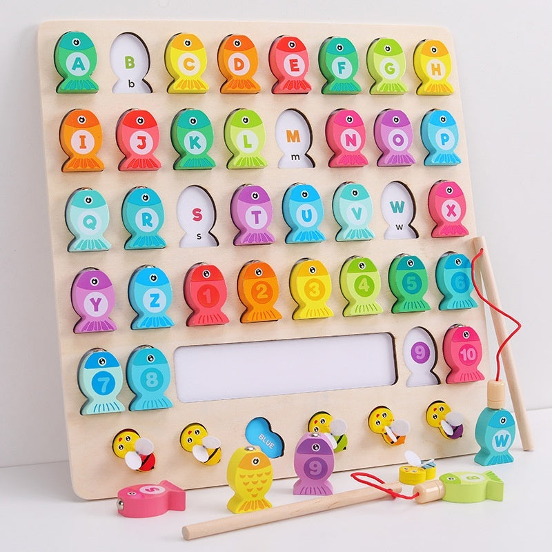 Wooden Children's Magnetic Alphanumeric Fishing Toys