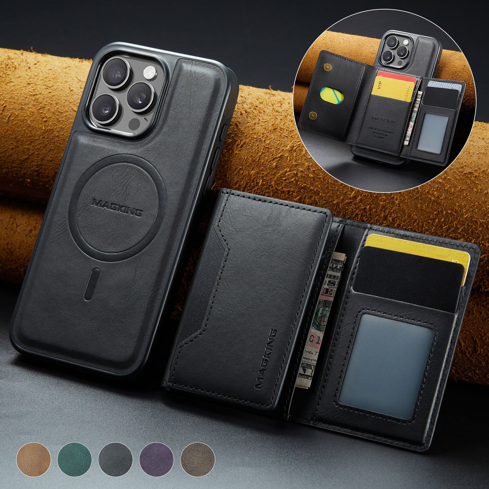 Card-inserting Wireless Leather-filled Mobile Phone Protective Cover