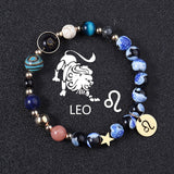European And American Twelve Constellations Bracelets Blue Flame Agate Eight Planets Bracelet