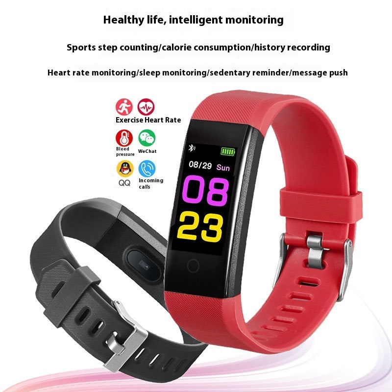 Smart Color Screen Sport Step Counting Heart Rate Blood Pressure Music Weather Bracelet