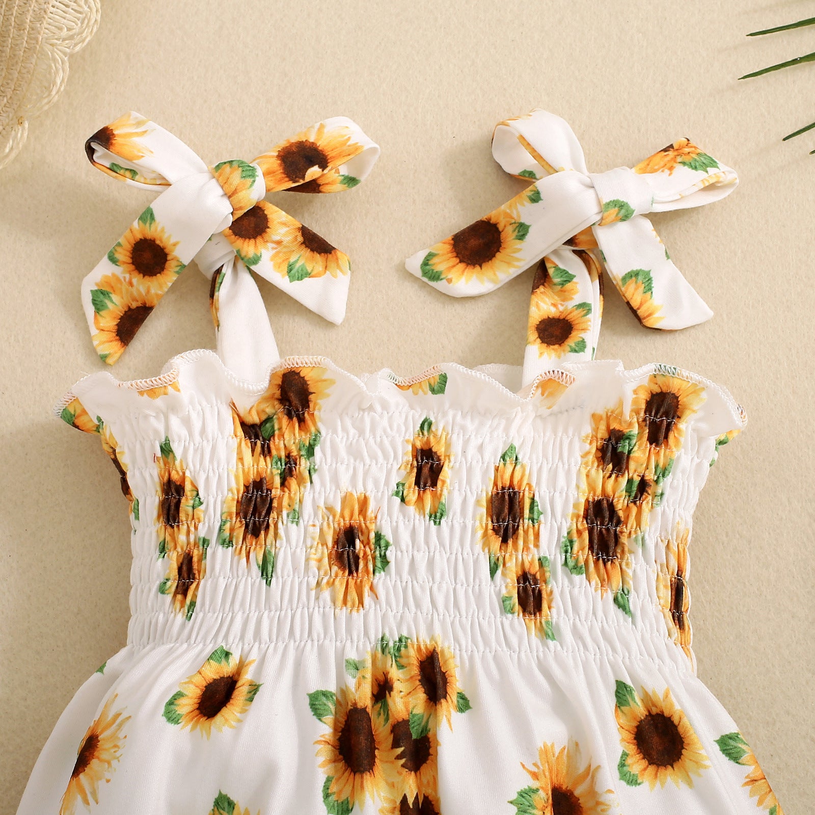 Girls SUNFLOWER Printing Gallus Siamese Trousers