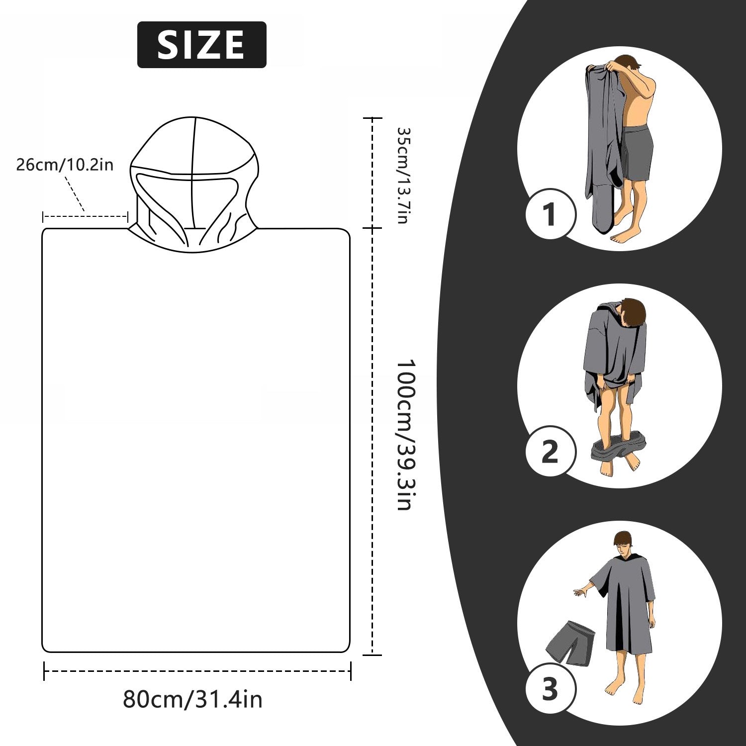 Dry Convenient Changing Double-sided Velvet Wearable Beach Bath Towel Hooded Cloak