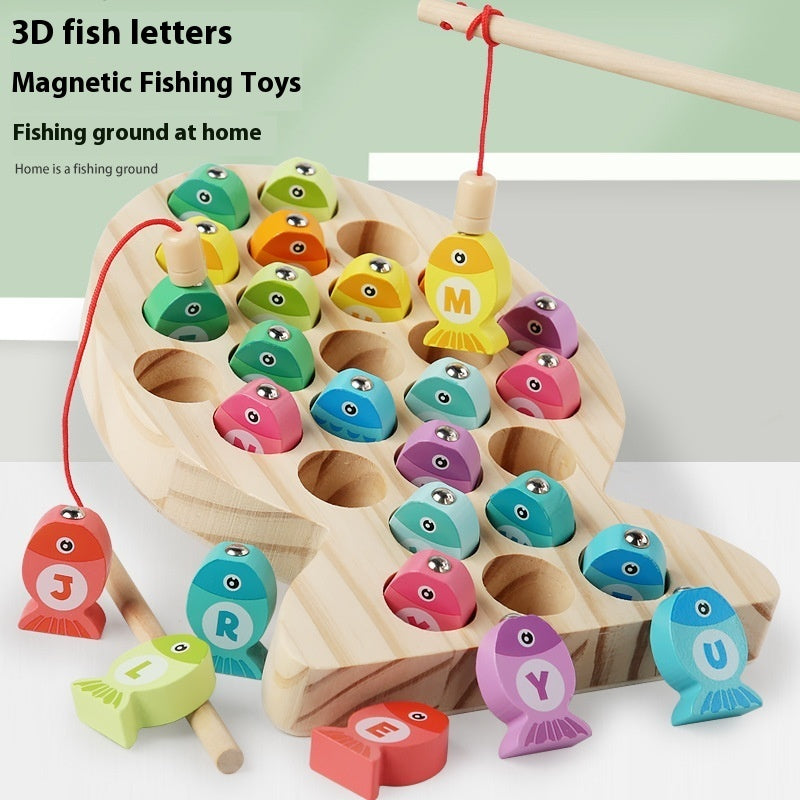 Wooden Children's Magnetic Alphanumeric Fishing Toys