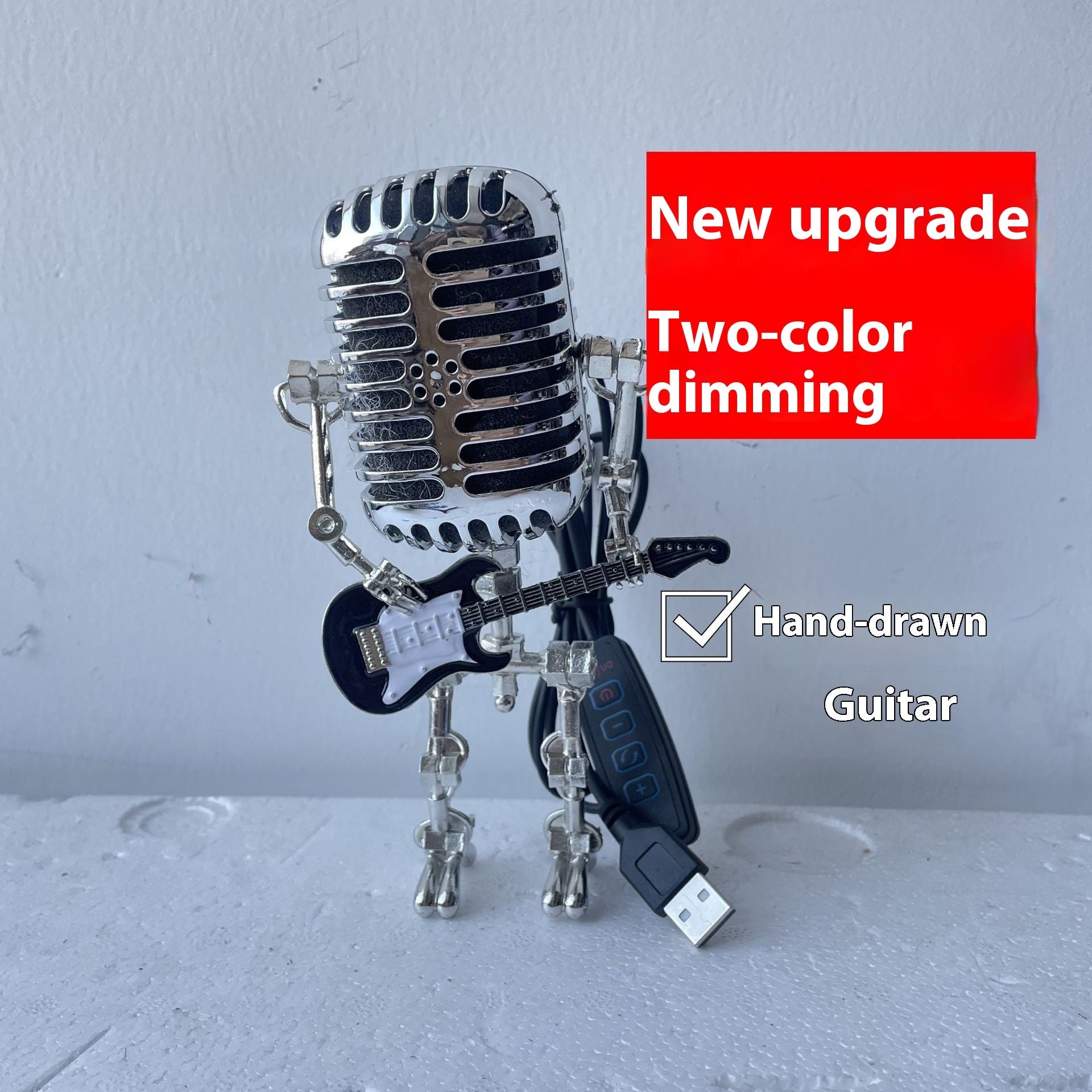 Metal Microphone Guitar With Light Ornaments