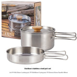 304 Stainless Steel Folding Handle Pots for Camping and Outdoor Use