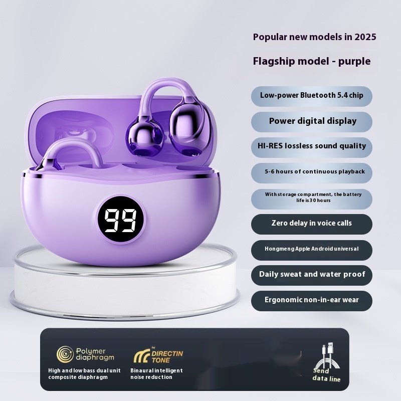 Digital Display Bluetooth Headset D151 Wireless Bone Conduction Non In-ear