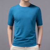 Spring And Summer New Knitted Round Neck Short-sleeved Shirt Bottoming Shirt For Men