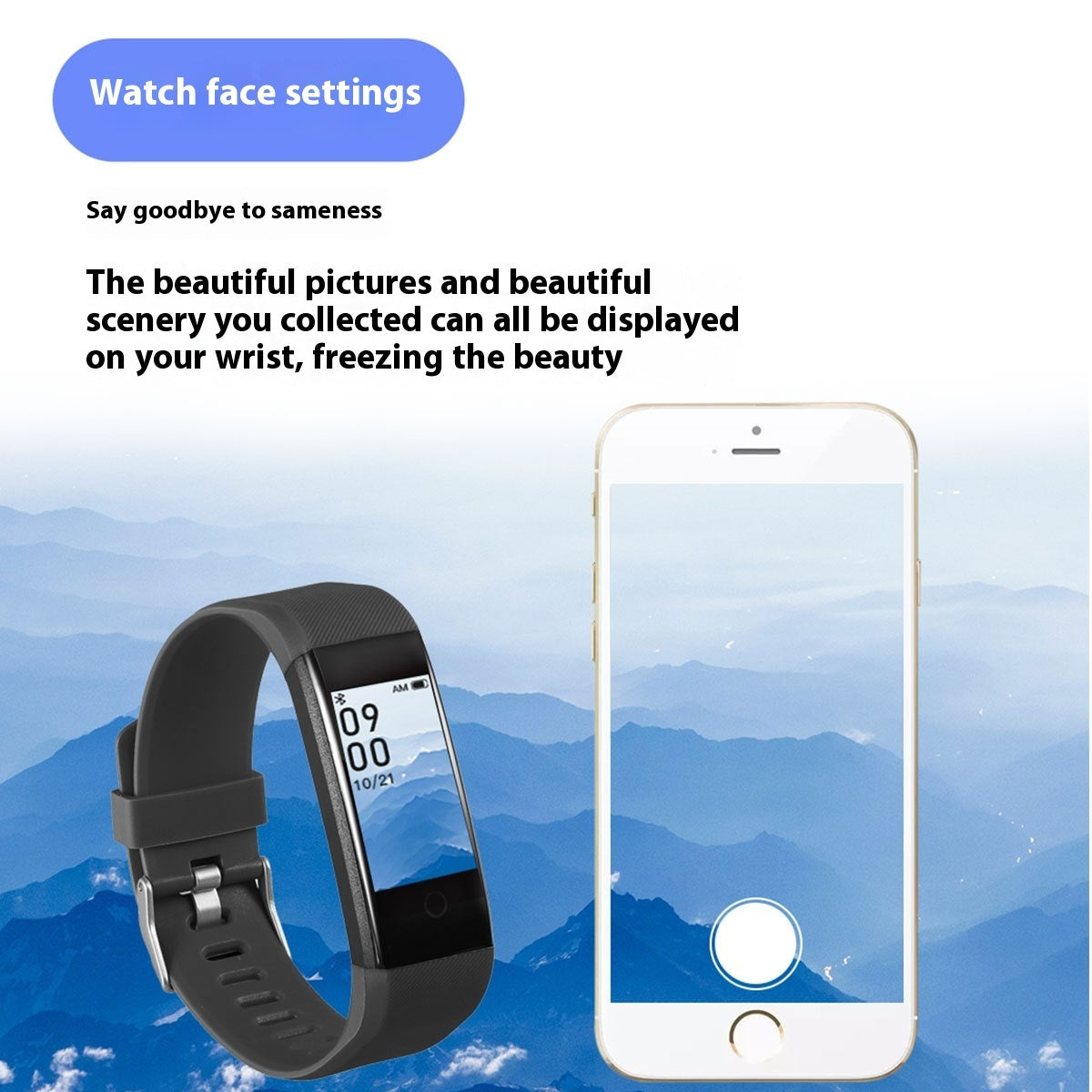 Smart Color Screen Sport Step Counting Heart Rate Blood Pressure Music Weather Bracelet