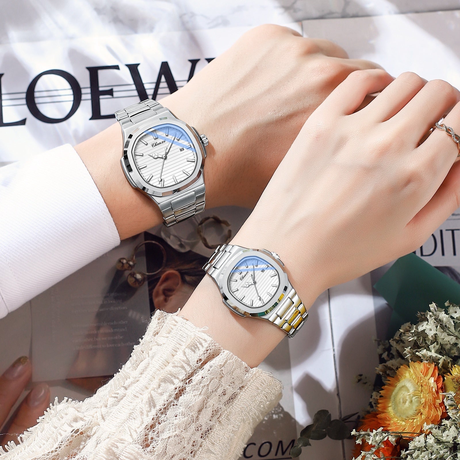 Chenxi Steel Watch Couple Luminous Waterproof Simple Fashion