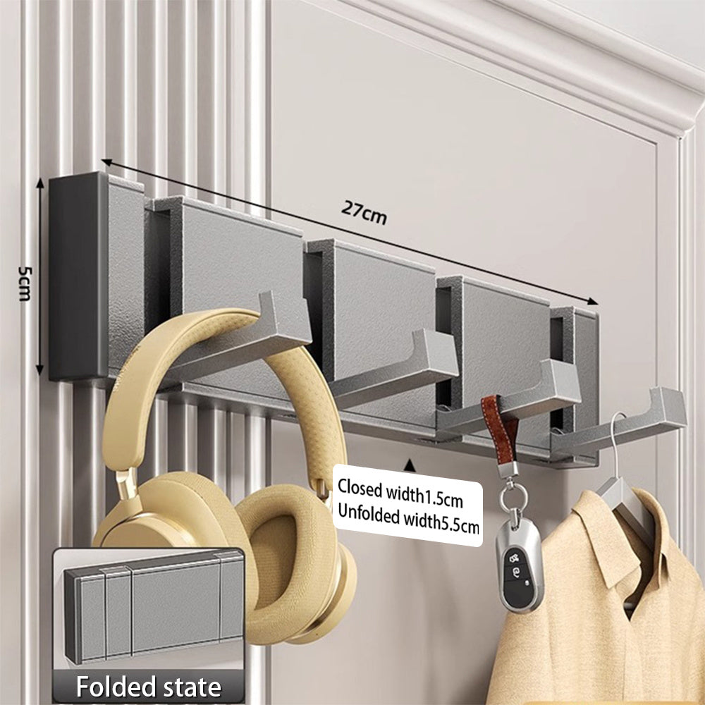 Square Exquisite Hole Free Hook Bathroom Door Wall Mounted Entrance Foyer Wall Folding Clothes Hanger