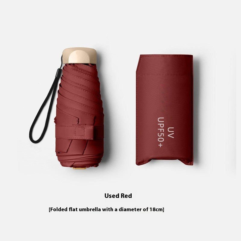 Flat Five-fold Six-bone Sun Protection Sunshade Mini Capsule Umbrella