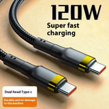 6A Double USB Type-C Cable 120W Fast Charge