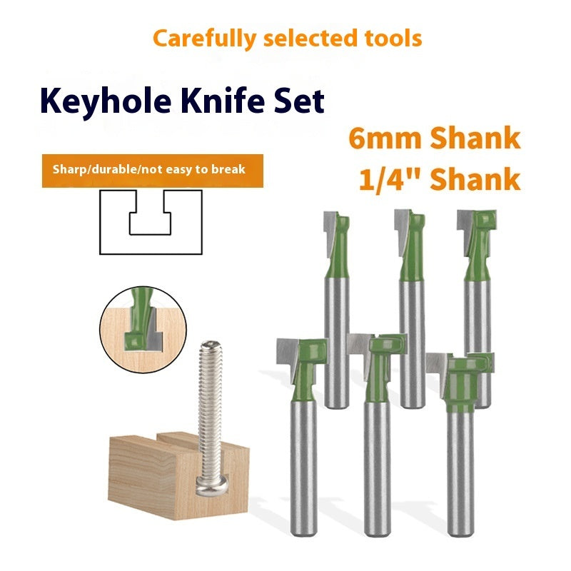 6-piece Set Green Double Blade T-slot Knife Carpentry Milling Cutter