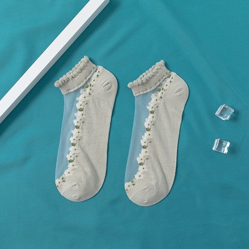 Invisible Floral Lace Socks