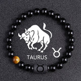 Twelve Constellation Black Glass Tiger-eye Bracelet