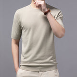 Spring And Summer New Knitted Round Neck Short-sleeved Shirt Bottoming Shirt For Men