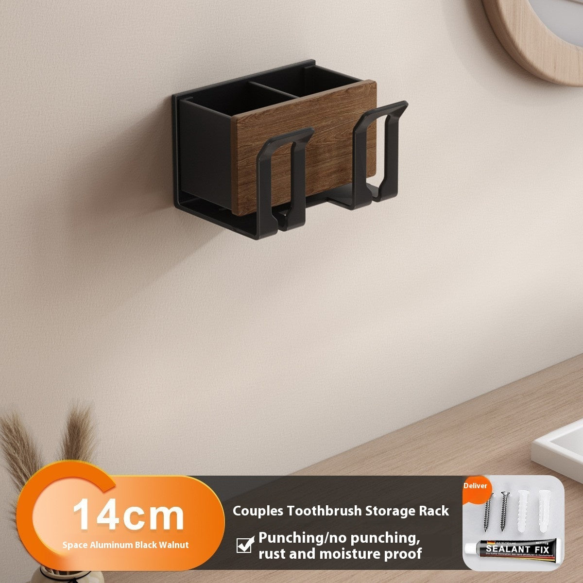Household Portable Bathroom Walnut Toothbrush Storage Rack
