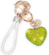 Clay Diamond Fully Jeweled Loving Heart Key Chain Diamond Leather Rope