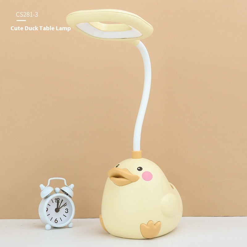 Cute Duck Pen Holder Storage LED Desk Lamp
