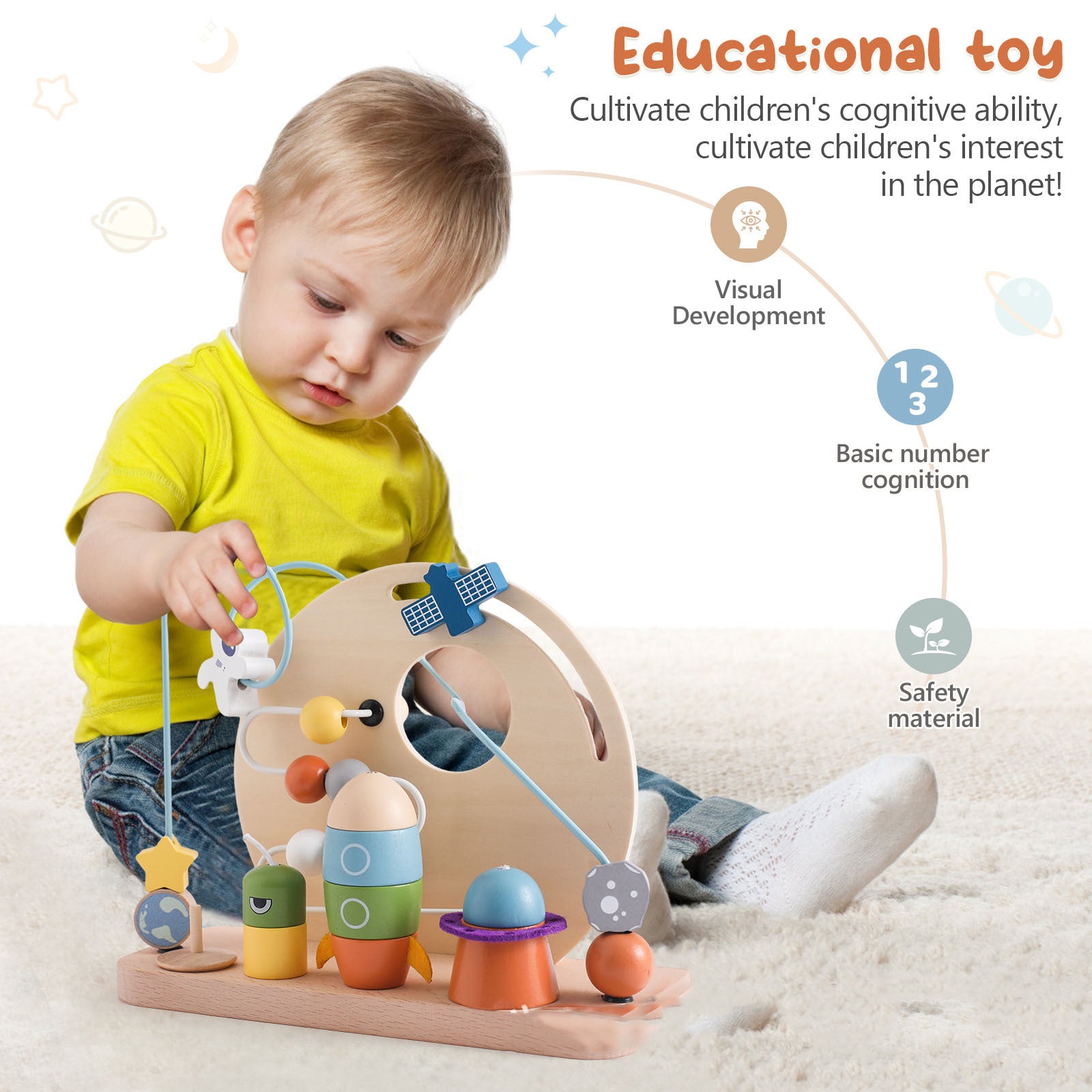 Children's Puzzle Space Planet Theme Bead Toys