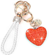 Clay Diamond Fully Jeweled Loving Heart Key Chain Diamond Leather Rope