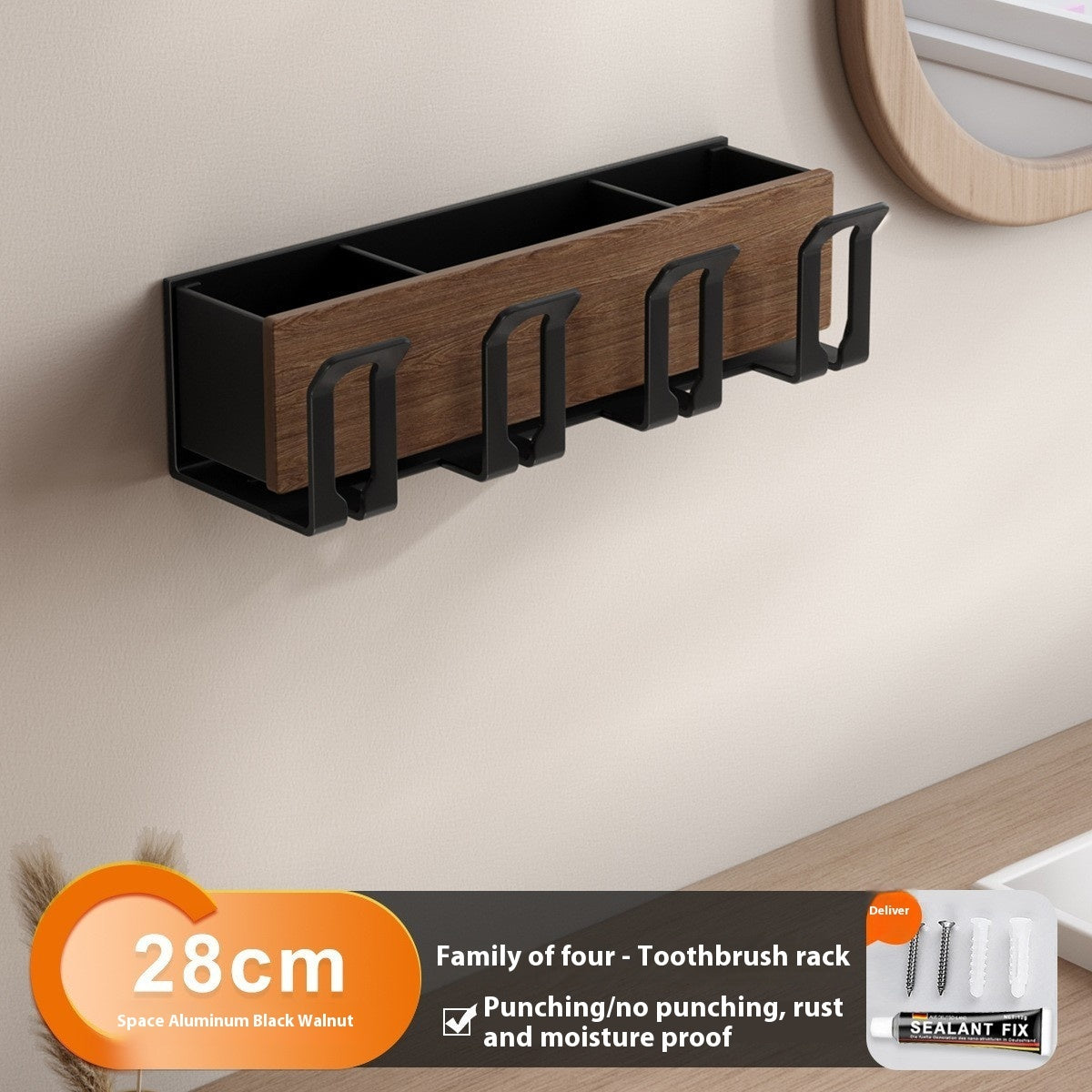Household Portable Bathroom Walnut Toothbrush Storage Rack