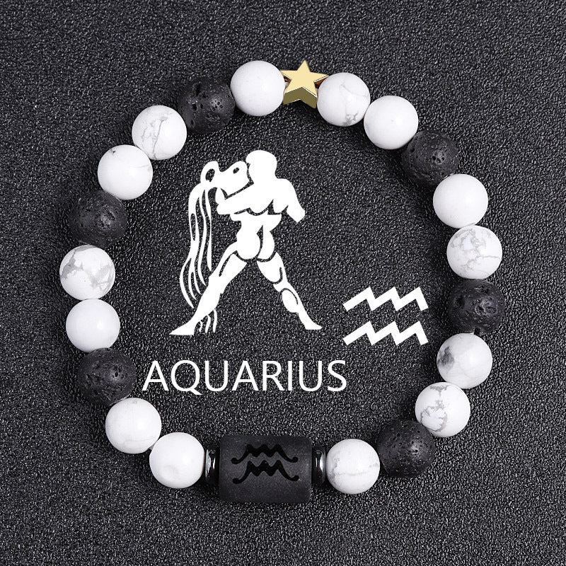 White-barked Pine Volcanic Rock String Beads And Round All-match Bracelet Beads