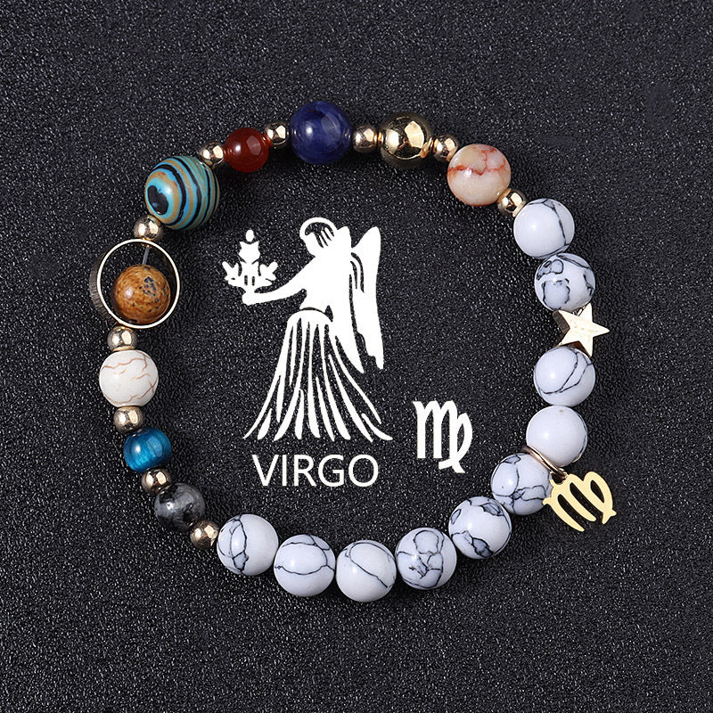European And American Twelve Constellations Bracelets White Turquoise Eight Planets