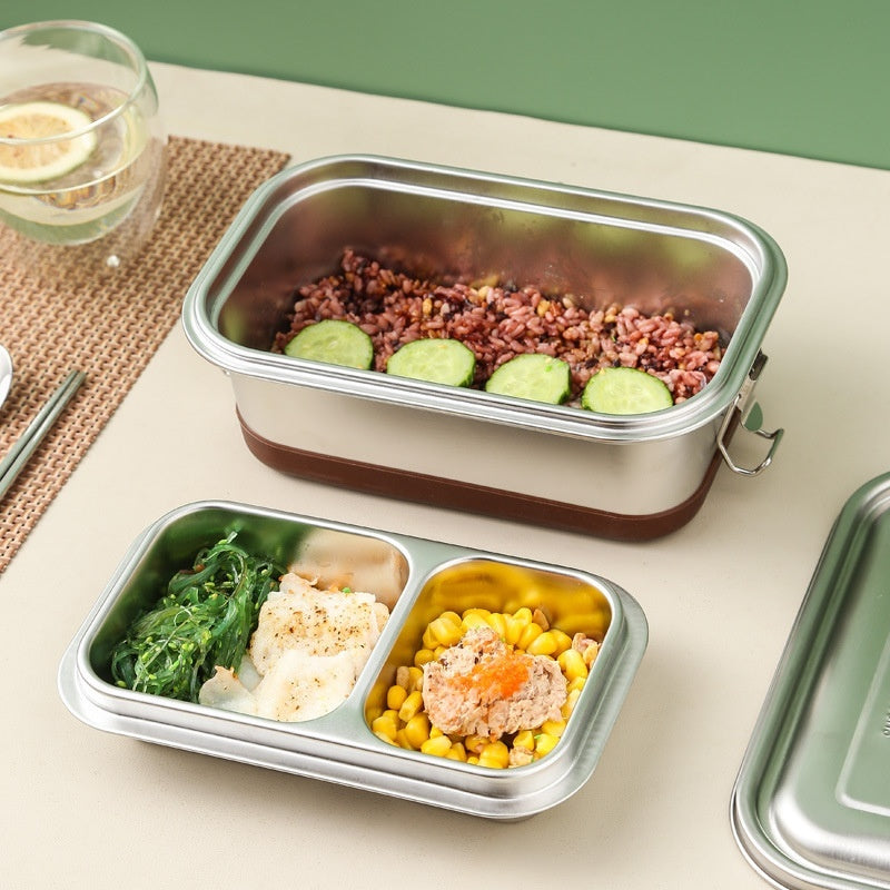 304 Stainless Steel Thermal Bucket Lunch Box Student Office Worker Leak-proof Double-layer Sealed Lunch Box Crisper